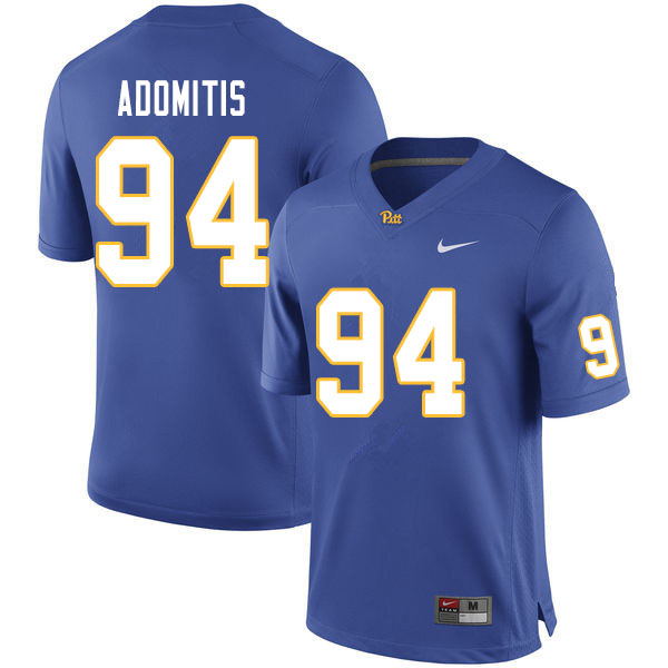 Men #94 Cal Adomitis Pitt Panthers College Football Jerseys Sale-Royal